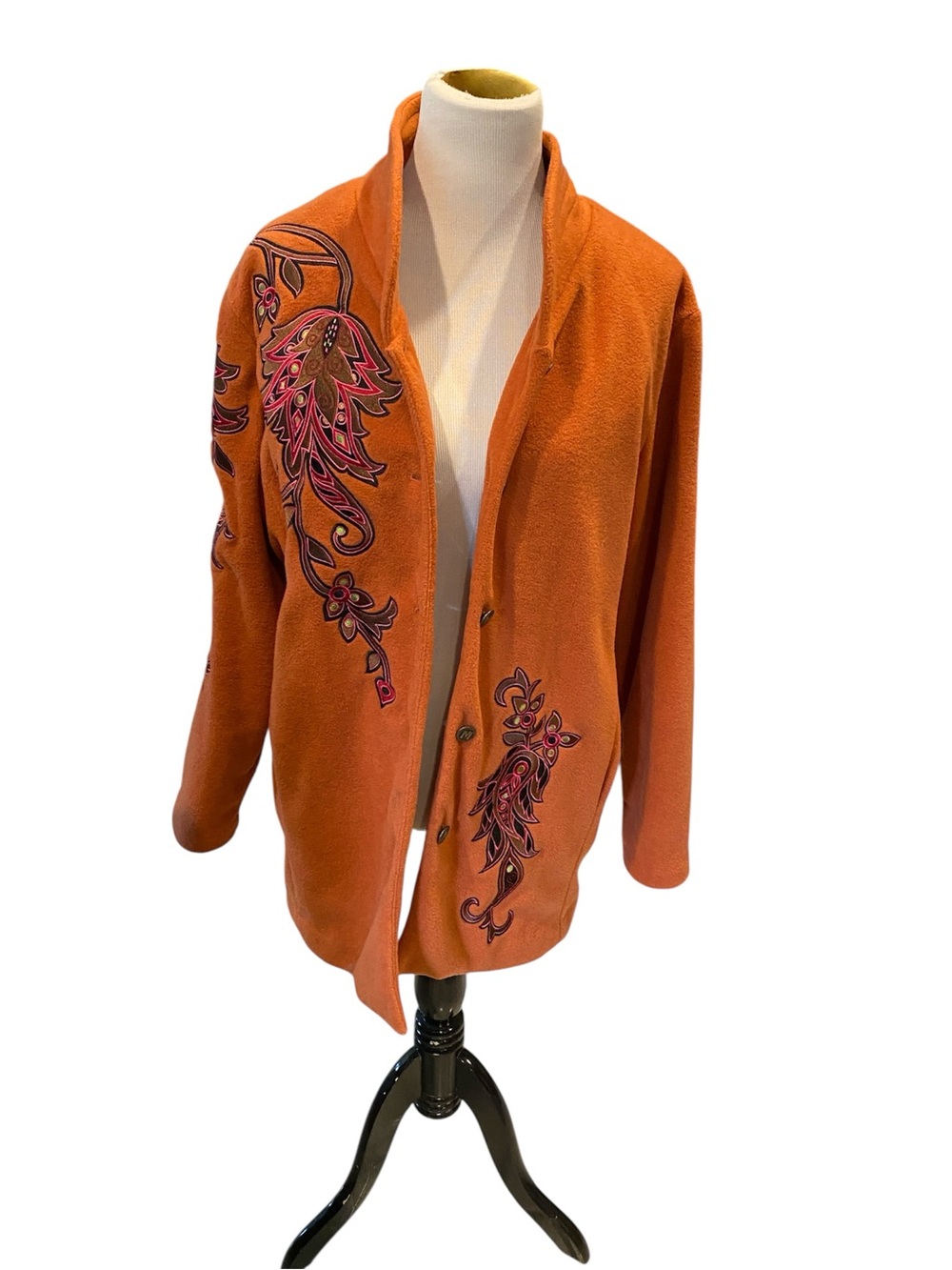 Vintage Bob Mackie Wearable Art Burnt Orange Embroidered 3/4 Length Coat